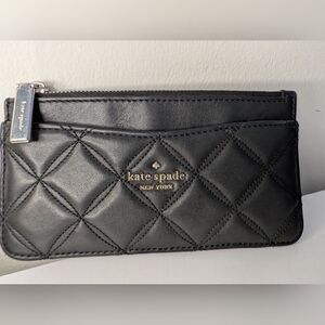 Kate Spade Natalia Large Slim Card Holder Black Quilted Leather